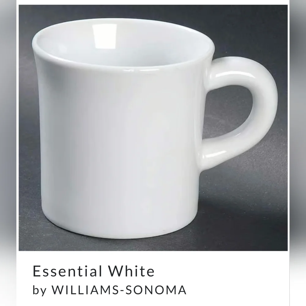 WILLIAMS SONOMA Vintage Essential White Mug French Bistro Cafe Porcelain